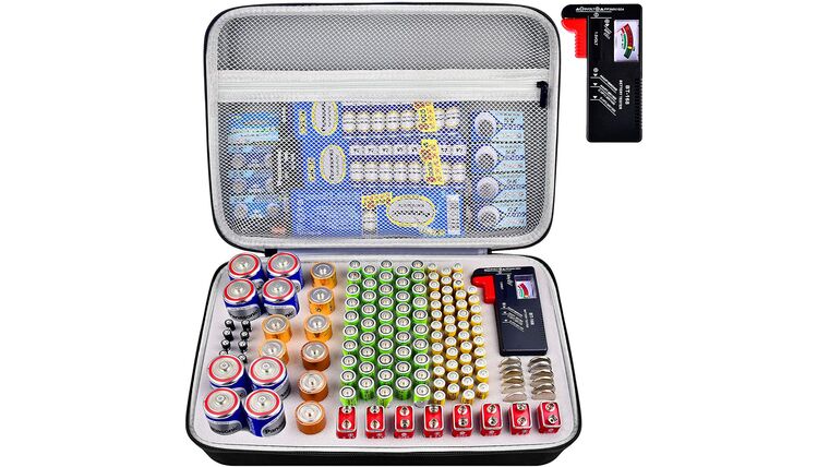 Battery Organizer, Batteries Storage Case with Tester, Containers Box Holder Bag fits for AA AAA AAAA 9V C D Lithium 3V(Not Includes Batteries) | Rental