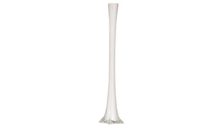 32″ White Glass Eiffel Tower Vase | Rental