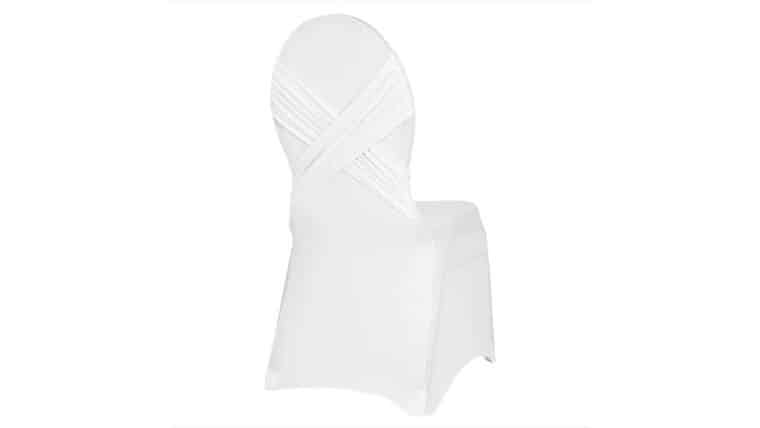 Cross Back Stretch Spandex Banquet Chair Cover - White | Rental