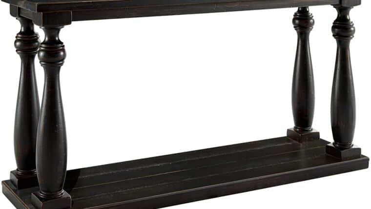 Console Table – Rustic Cottage Rectangular Sofa Table with Floor Shelf, Black | Rental Console Table – Rustic Cottage Rectangular Sofa Table with Floor Shelf, Black | Rental