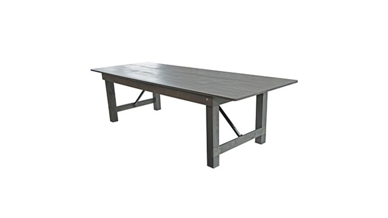 Farm Table – Rectangle – King Table w/Folding Legs – Grey | Rental Farm Table – Rectangle – King Table w/Folding Legs – Grey | Rental
