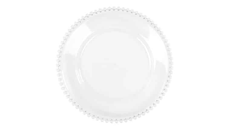 Beaded Acrylic Round Charger Plate – Clear | Rental Beaded Acrylic Round Charger Plate – Clear | Rental
