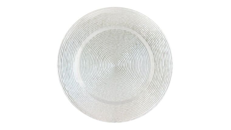 Glitter Glass Charger Plate – Clear | Rental Glitter Glass Charger Plate – Clear | Rental