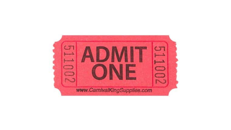 Red “Admit One” Stock Roll Tickets (Single Roll – 2,000 Tickets) Purchase | Rental Red “Admit One” Stock Roll Tickets (Single Roll – 2,000 Tickets) Purchase | Rental