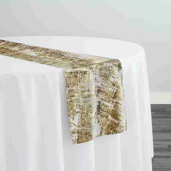 Calypso Jacquard (Reversible) Table Runner in Gold | Rental Calypso Jacquard (Reversible) Table Runner in Gold | Rental