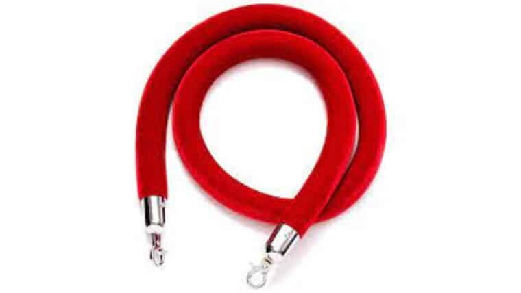 8′ Red Velvet Stanchion Rope w/Chrome Snap Claps | Rental 8′ Red Velvet Stanchion Rope w/Chrome Snap Claps | Rental