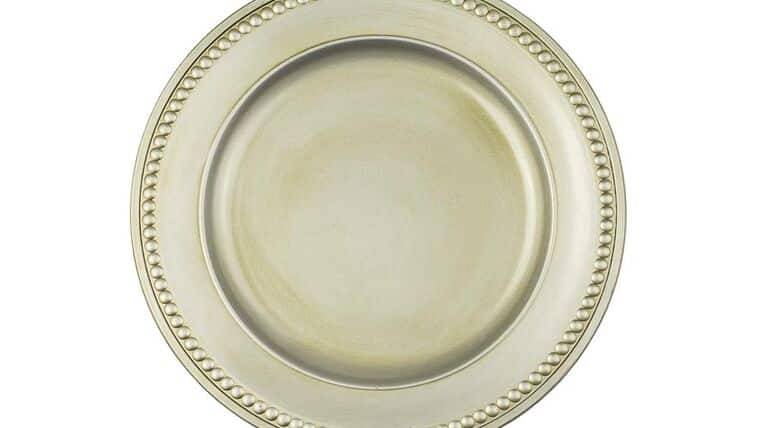 Charger Plate | Acrylic Beaded | Antique Champagne | Rental Charger Plate | Acrylic Beaded | Antique Champagne | Rental