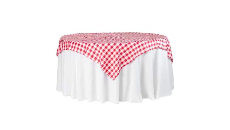 Polyester | Gingham Checkered Square 54"x54" Polyester Overlay/Tablecloth - Red & White | Rental