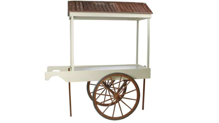 Flower Cart With Corrugated Metal Top | Rental