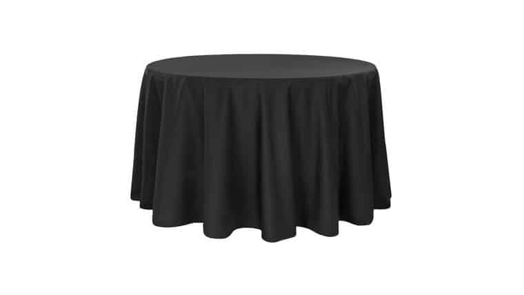 Polyester 120" Round Tablecloth - Black | Rental