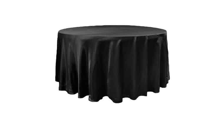 Satin 120″ Round Tablecloth – Black | Rental