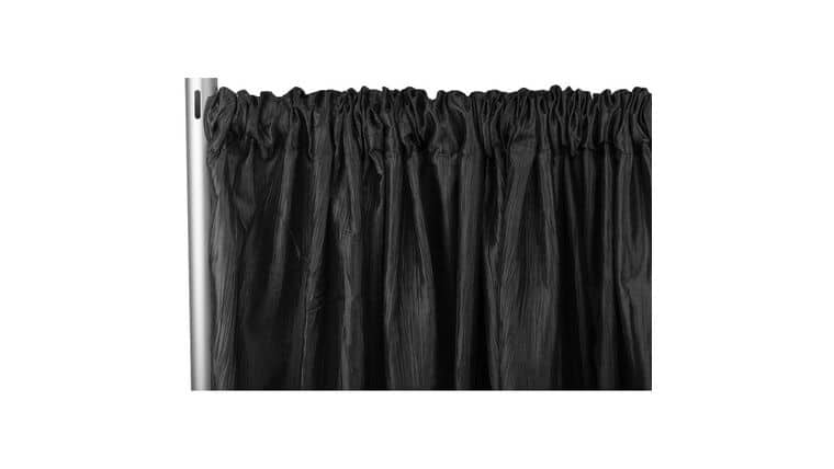 10′ Accordion Crinkle Taffeta Drape/Backdrop Add-On Kit – Black | Rental