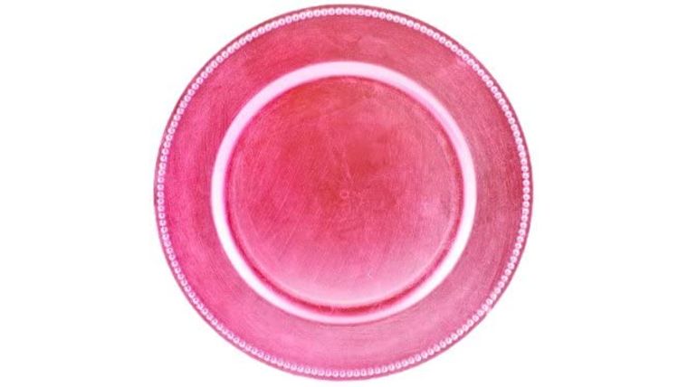 Beaded Acrylic Charger Plate – Light Pink | Rental Beaded Acrylic Charger Plate – Light Pink | Rental