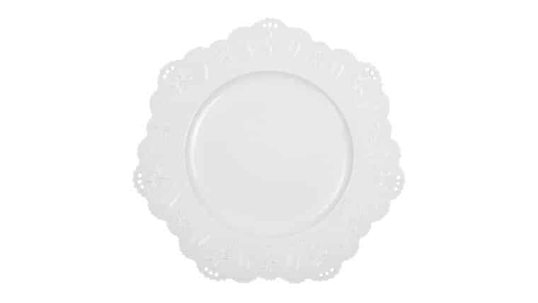 Flower Edge Beach Star Charger Plate – White | Rental Flower Edge Beach Star Charger Plate – White | Rental