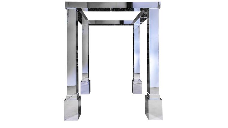 Mirrored Silver Modern Wedding Chuppah Gazebo – 10′ Tall x 8′ Square (4 Legs + 4 Bases + 4 Tops) | Rental