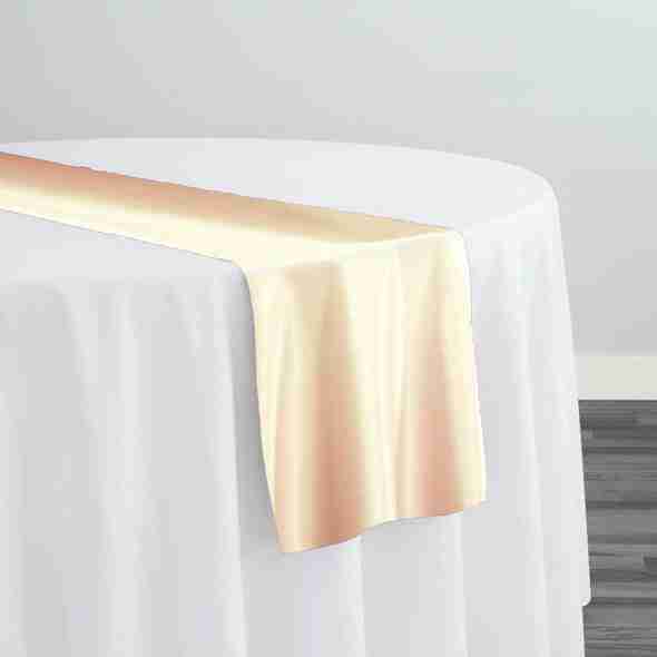 Lamour (Dull) Satin Table Runner in Champagne 1340 | Rental Lamour (Dull) Satin Table Runner in Champagne 1340 | Rental