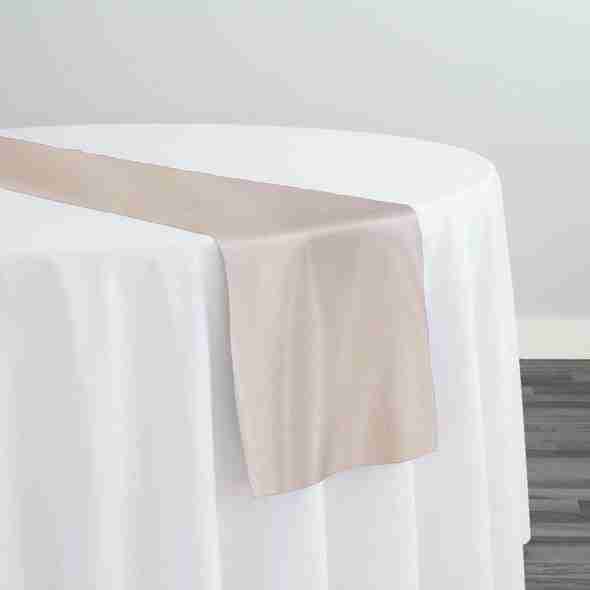 Lamour (Dull) Satin Table Runner in LT Champagne 1441 | Rental Lamour (Dull) Satin Table Runner in LT Champagne 1441 | Rental