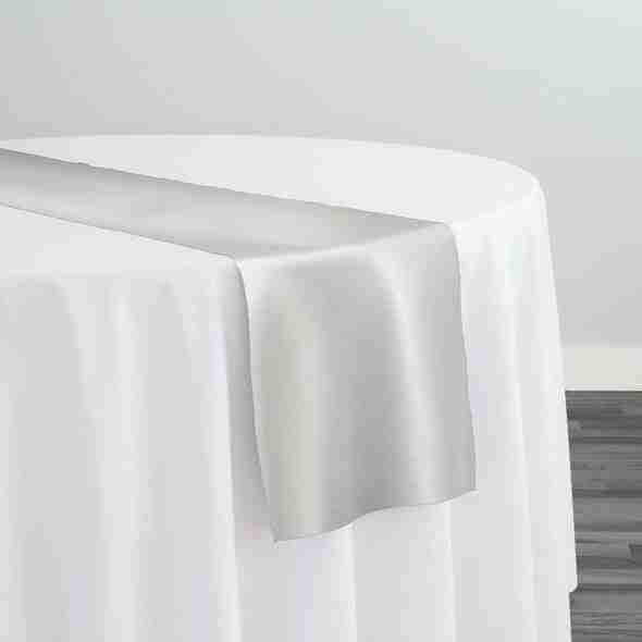 Lamour (Dull) Satin Table Runner in Off White 1105 | Rental Lamour (Dull) Satin Table Runner in Off White 1105 | Rental