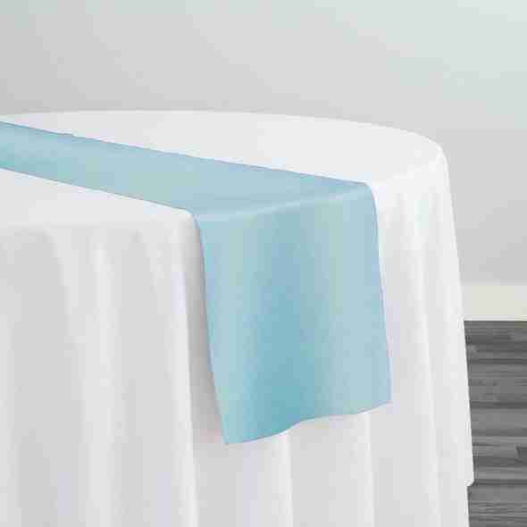 Lamour (Dull) Satin Table Runner in Turquoise 1140 | Rental Lamour (Dull) Satin Table Runner in Turquoise 1140 | Rental