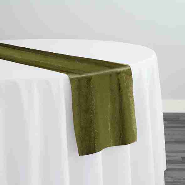 Lush Velvet Table Runner in Olive | Rental Lush Velvet Table Runner in Olive | Rental