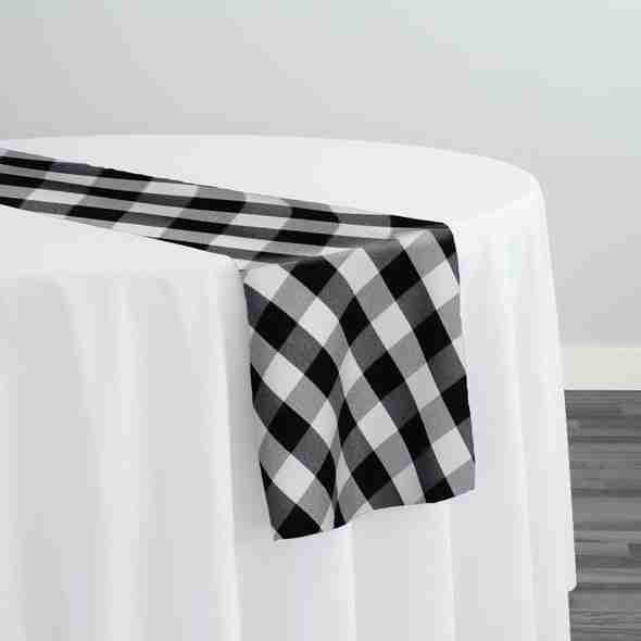 Polyester Checker (Gingham) Table Runner in Black | Rental