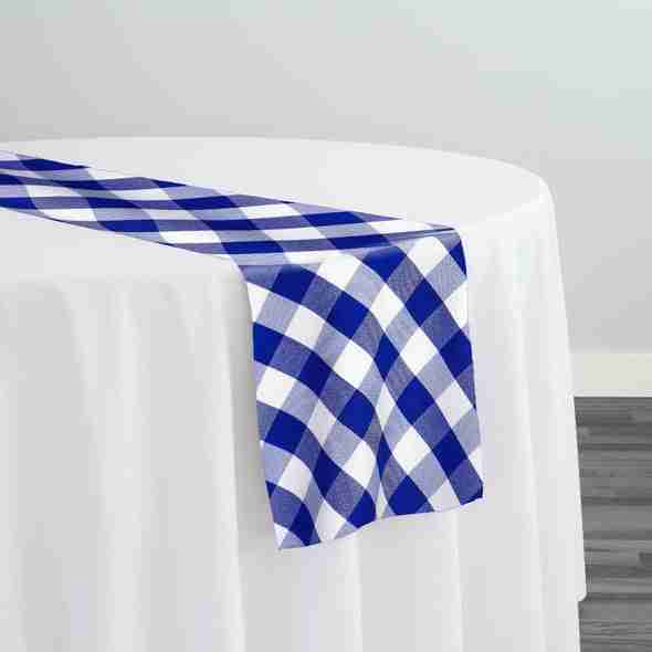 Polyester Checker (Gingham) Table Runner in Navy | Rental