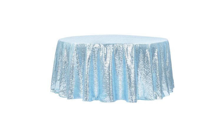 Glitz Sequins 120" Round Tablecloth - Baby Blue | Rental