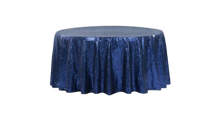 Glitz Sequins 120" Round Tablecloth - Navy Blue | Rental