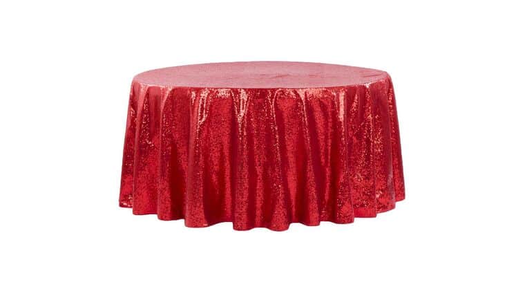 Glitz Sequins 120" Round Tablecloth - Apple Red | Rental