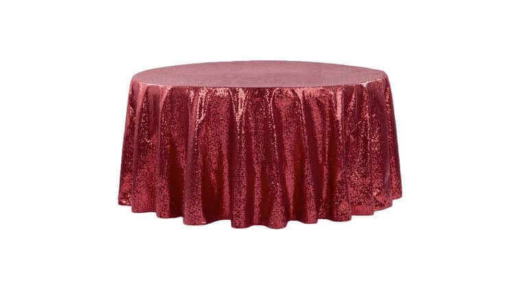Glitz Sequins 120" Round Tablecloth - Burgundy | Rental