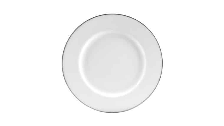 White/Silver Single Line Dinner Plate – 10.75″ | Rental White/Silver Single Line Dinner Plate – 10.75″ | Rental