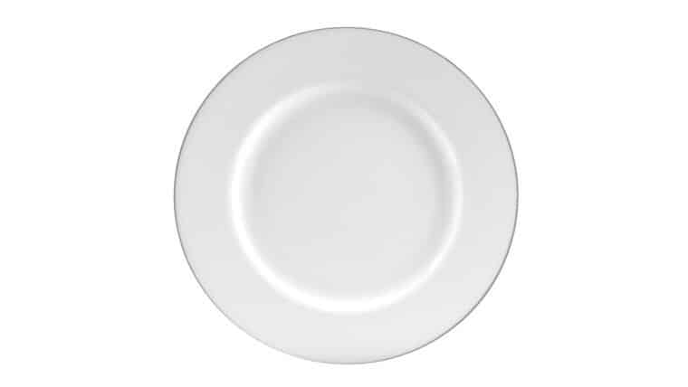 White/Silver Single Line Charger Plate | Rental White/Silver Single Line Charger Plate | Rental
