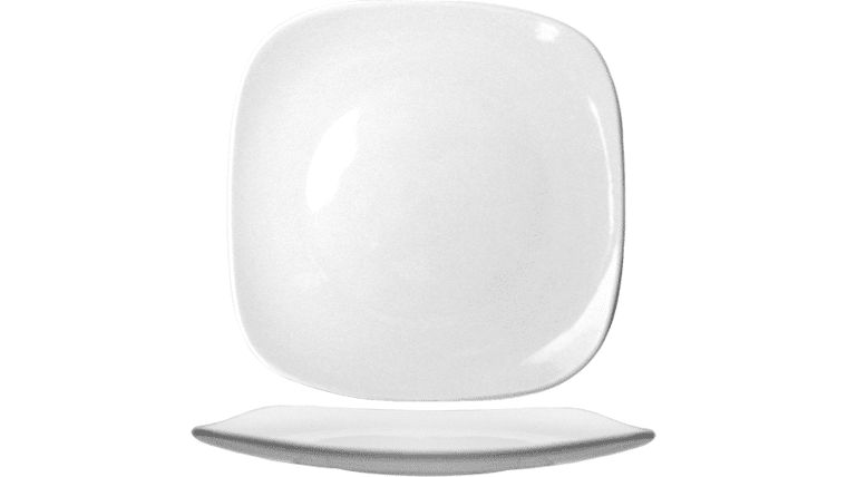 12″ Square White Melamine Plate | Rental