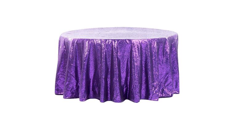 Glitz Sequins 120" Round Tablecloth - Purple | Rental