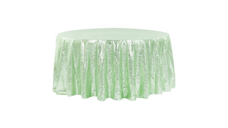Glitz Sequins 120" Round Tablecloth - Mint Green | Rental