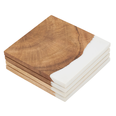 CO538 Wood And Resin Coasters – Set Of 4 | Rental