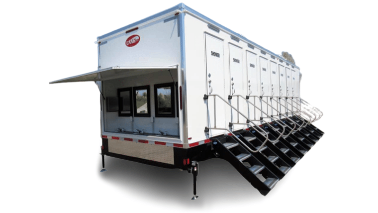 8 Bay Portable Trailer Unit With Showers | Rental 8 Bay Portable Trailer Unit With Showers | Rental