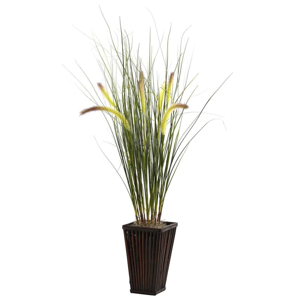 Grass w/Cattails & Bamboo Planter | Rental Grass w/Cattails & Bamboo Planter | Rental