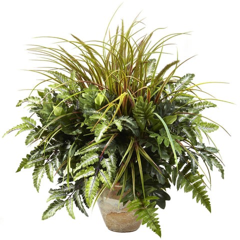 Mixed Greens & Grass w/Ceramic Planter | Rental Mixed Greens & Grass w/Ceramic Planter | Rental