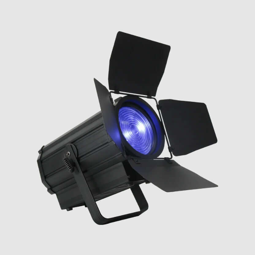 SHEHDS 250W RGBW Spotlight with Barndoors & Pulse Strobe | Rental SHEHDS 250W RGBW Spotlight with Barndoors & Pulse Strobe | Rental
