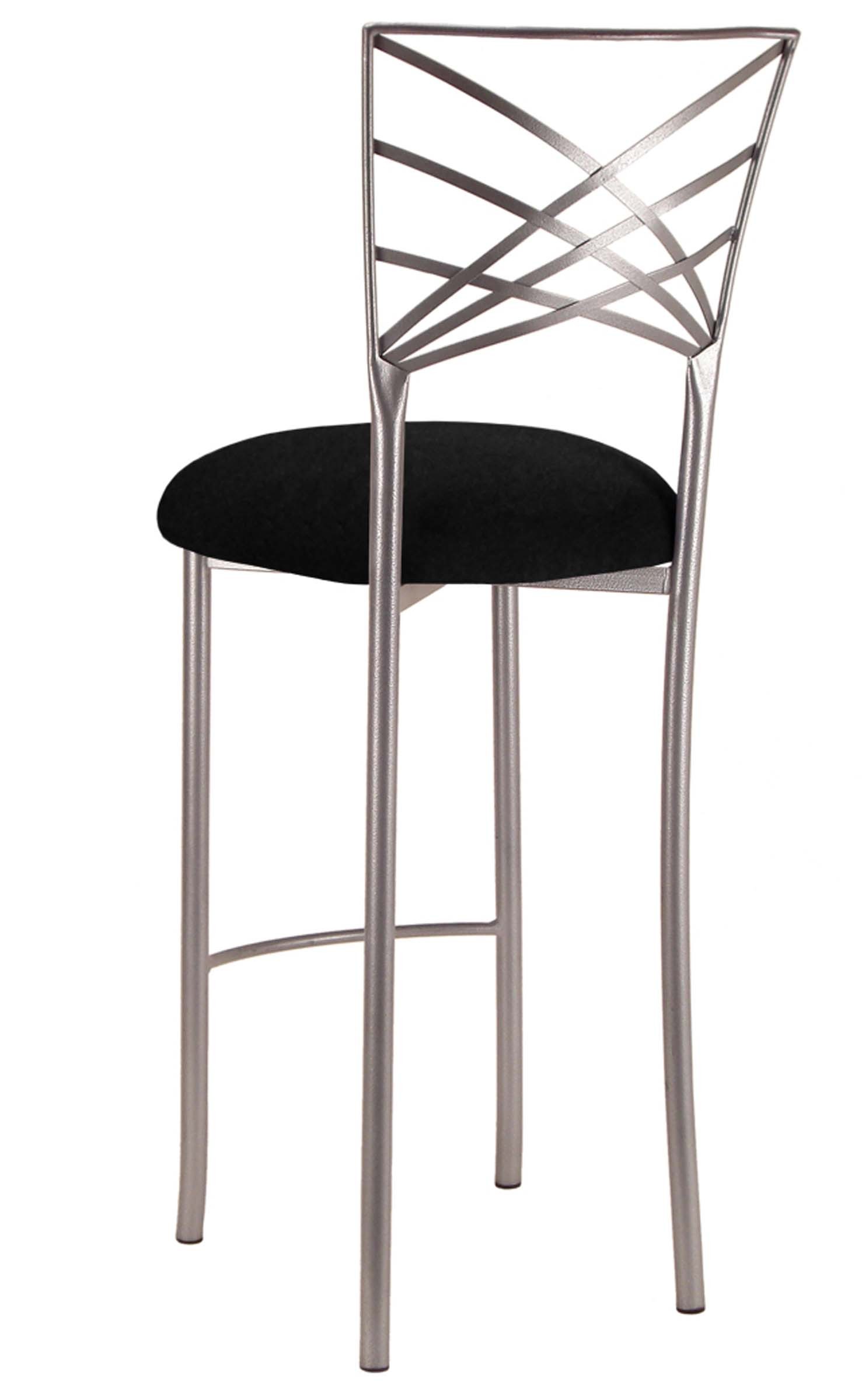 Silver Fanfare Barstool with Black Suede Cushion – Chameleon Chair Collection | Rental