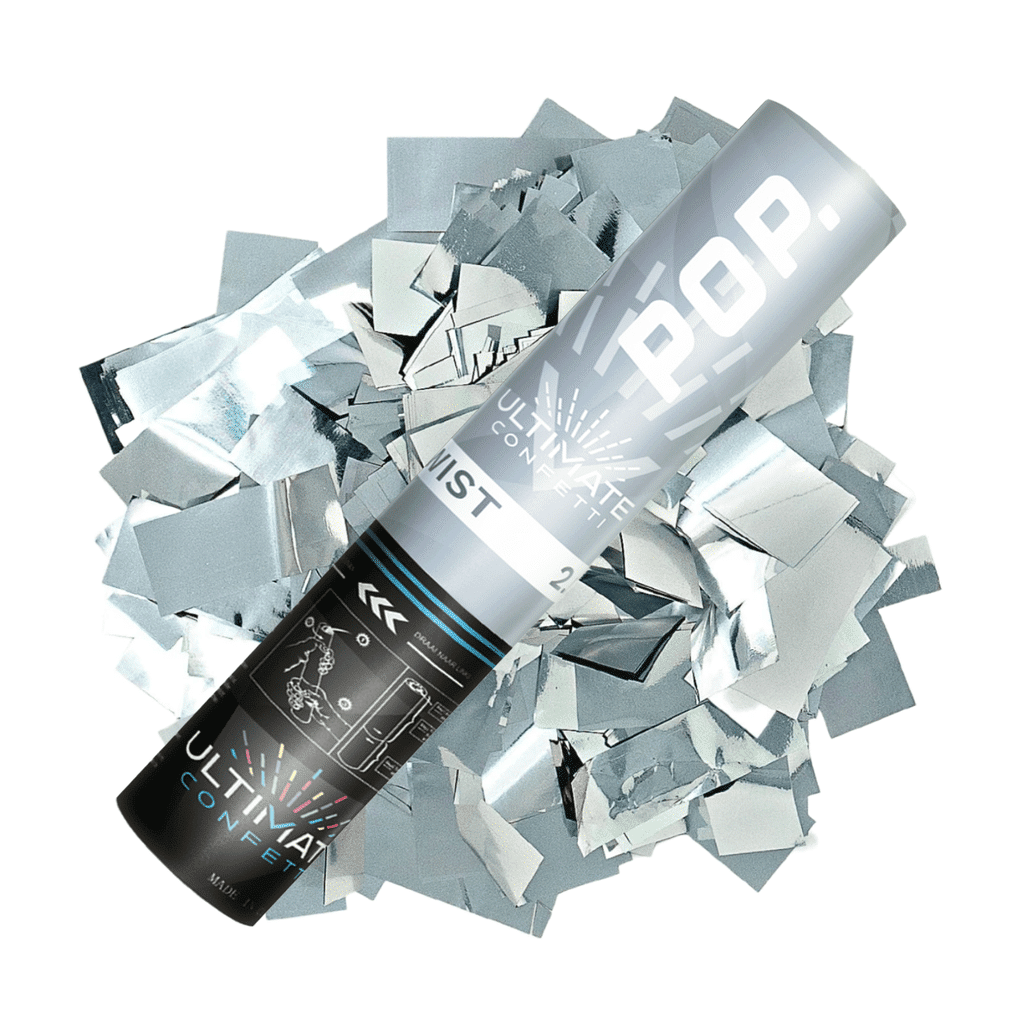 Silver Metallic- Handheld Confetti POP Cannon (12″) | Rental