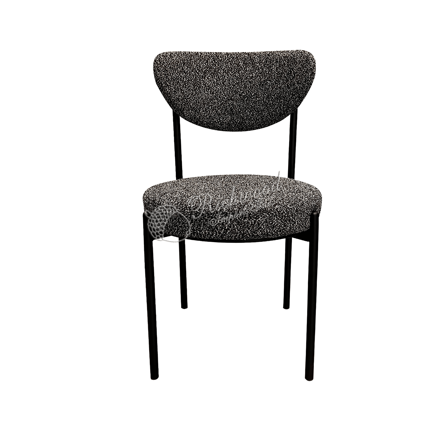 IRIS CHAIR – Stackable w/Black Frame & Ivory Loop Weave Fabric | Rental