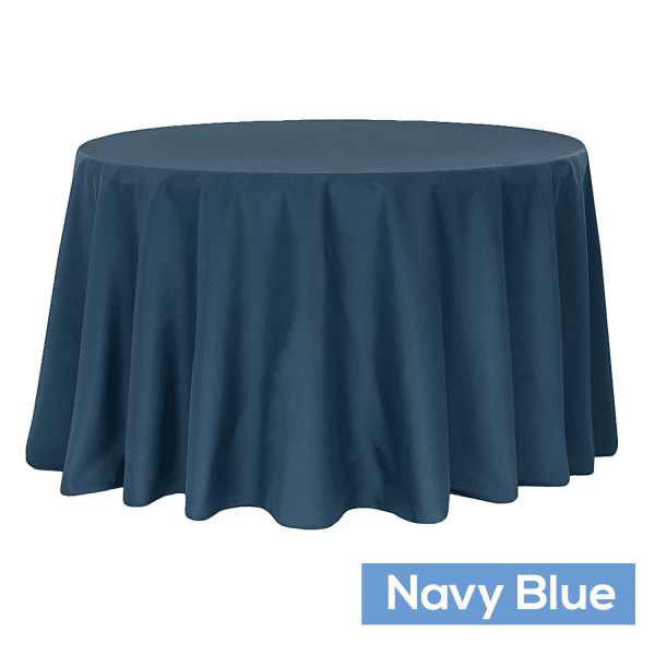120″ Round 200 GSM Polyester Tablecloth – Navy Blue | Rental 120″ Round 200 GSM Polyester Tablecloth – Navy Blue | Rental