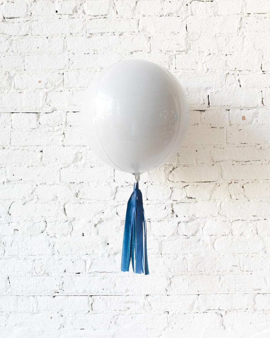 16in White Orb Foil Balloon and Navy Skirt | Rental 16in White Orb Foil Balloon and Navy Skirt | Rental