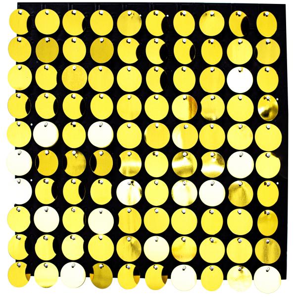 Decostar™ Shimmer Wall Panels w/ Black Backing & Round Sequins – 24 Tiles – Gold | Rental Decostar™ Shimmer Wall Panels w/ Black Backing & Round Sequins – 24 Tiles – Gold | Rental