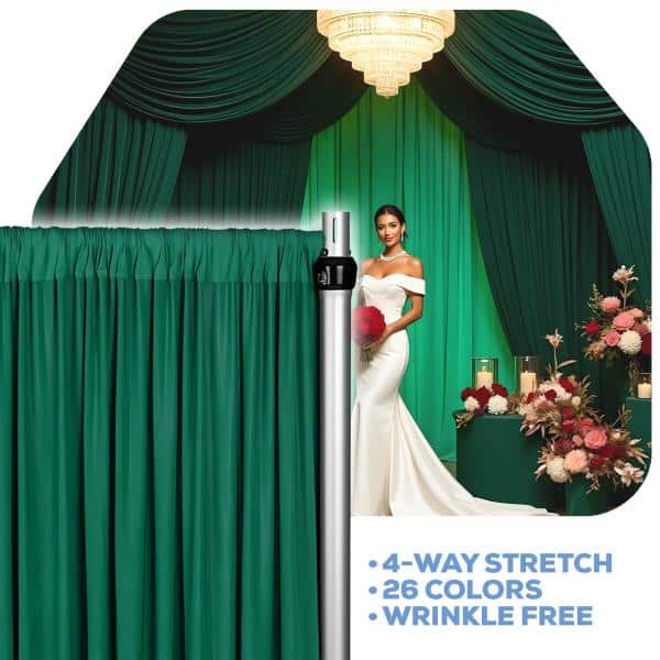 Emerald Green 4-Way Stretch Spandex Drape Panel - Choose your Size | Rental