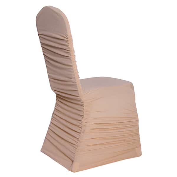 200 GSM Grade A Quality Ruched Chair Cover By Eastern Mills – Spandex/Lycra – Champagne | Rental 200 GSM Grade A Quality Ruched Chair Cover By Eastern Mills – Spandex/Lycra – Champagne | Rental