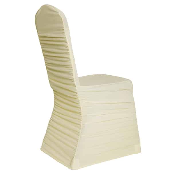 200 GSM Grade A Quality Ruched Chair Cover By Eastern Mills – Spandex/Lycra – Ivory | Rental 200 GSM Grade A Quality Ruched Chair Cover By Eastern Mills – Spandex/Lycra – Ivory | Rental