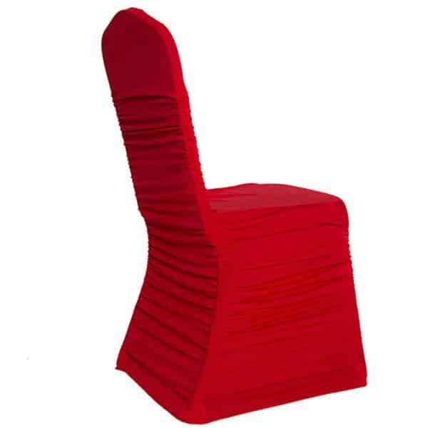 200 GSM Grade A Quality Ruched Chair Cover By Eastern Mills – Spandex/Lycra – Red | Rental 200 GSM Grade A Quality Ruched Chair Cover By Eastern Mills – Spandex/Lycra – Red | Rental